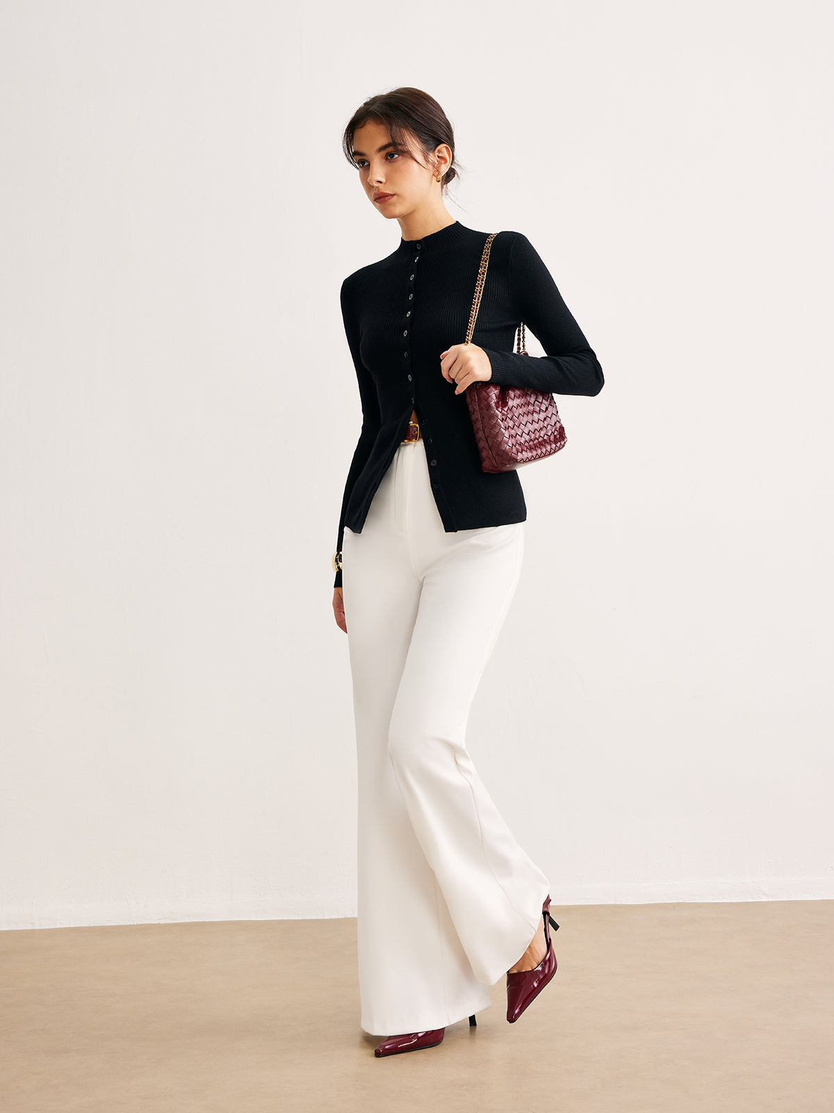 Haut en maille boutonnée