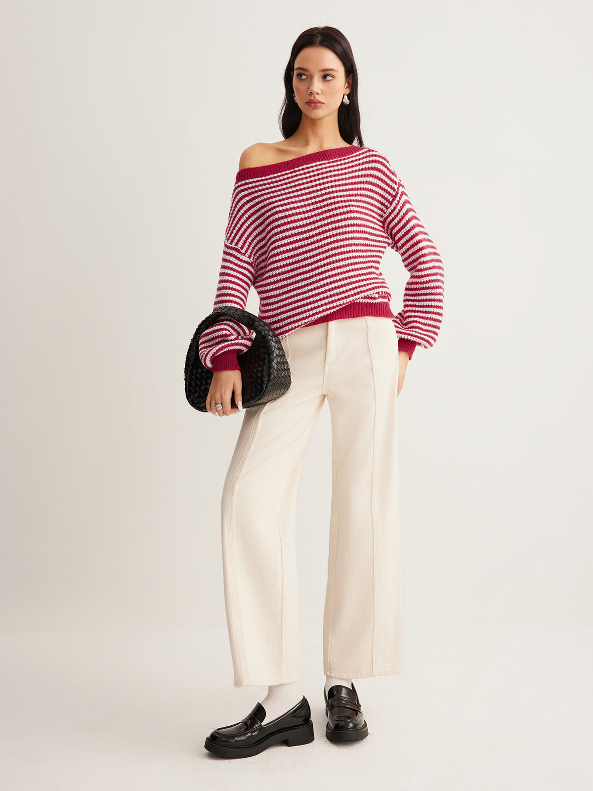 Pull rayé à bordure contrastée