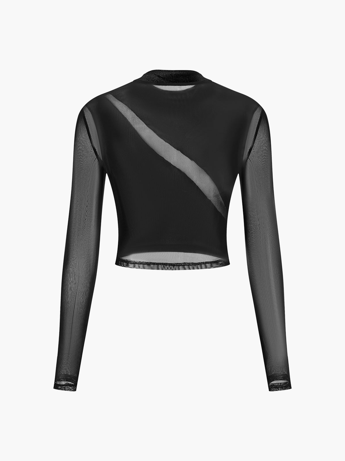 Kurzes, transparentes T-Shirt mit Samteinsatz