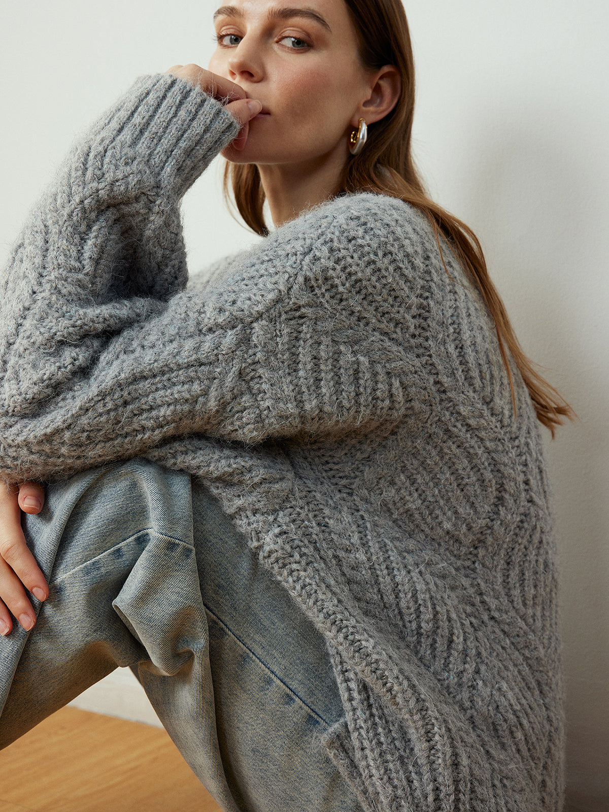 Cable-Knit Button Cardigan