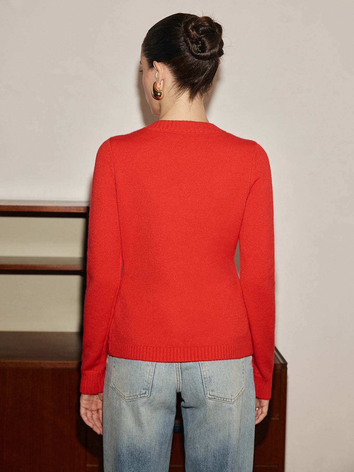 Cardigan élégant fendu à boutons métalliques