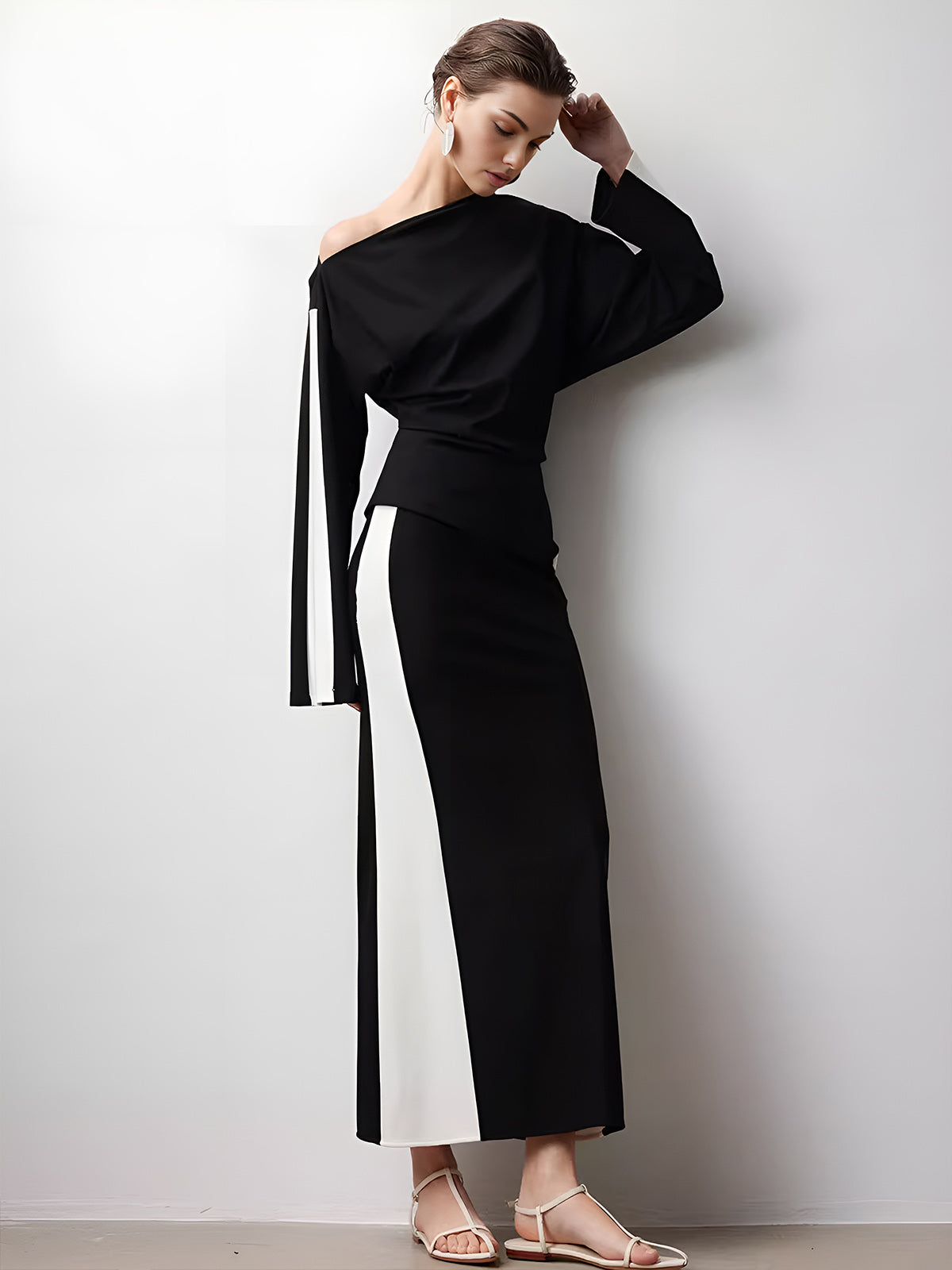 T-shirt jersey à blocs de couleur asymétriques