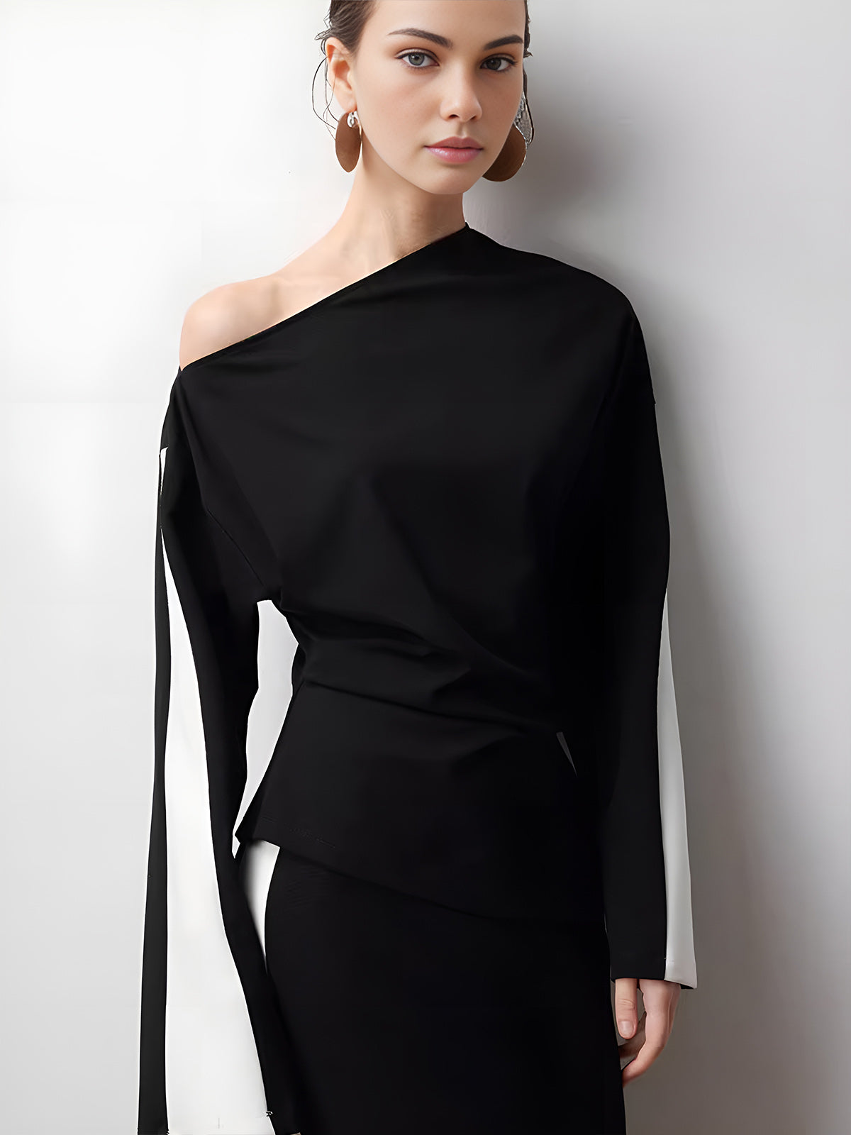 T-shirt jersey à blocs de couleur asymétriques