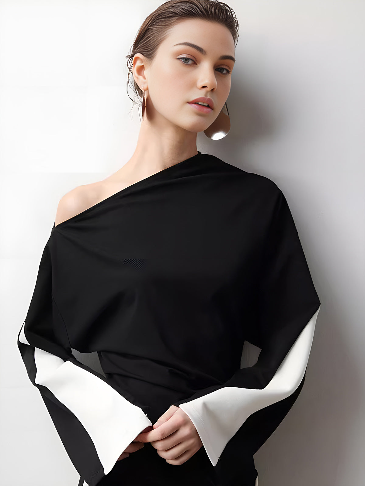 T-shirt jersey à blocs de couleur asymétriques