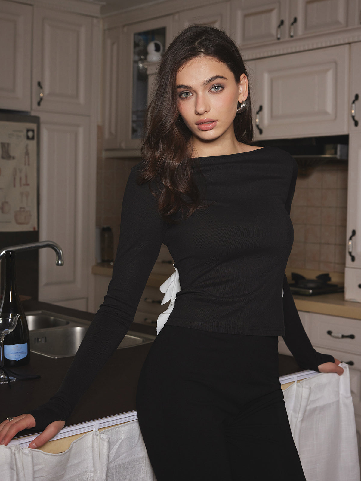 T-shirt slim dos nu à pétales détachables