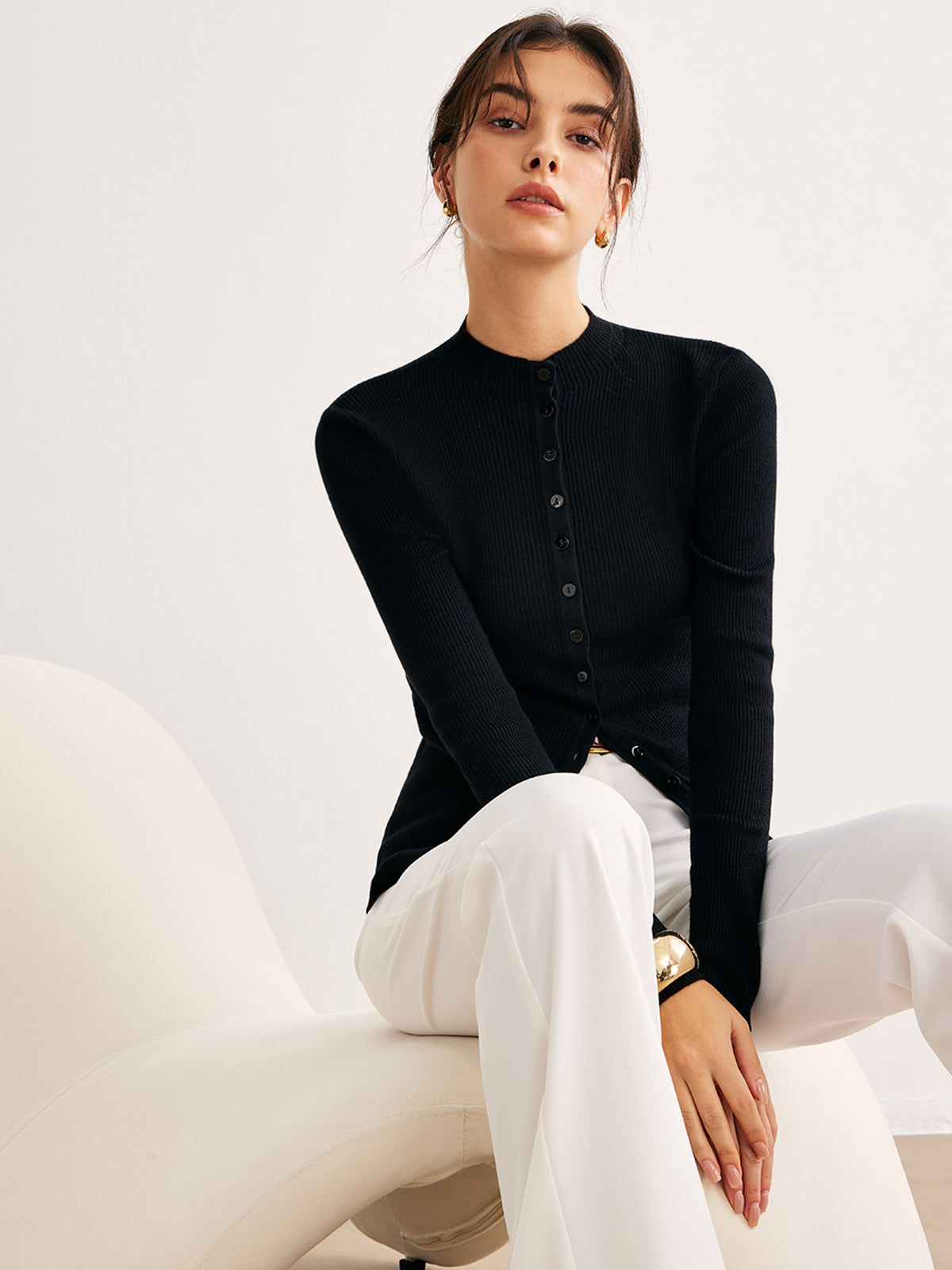 Haut en maille boutonnée