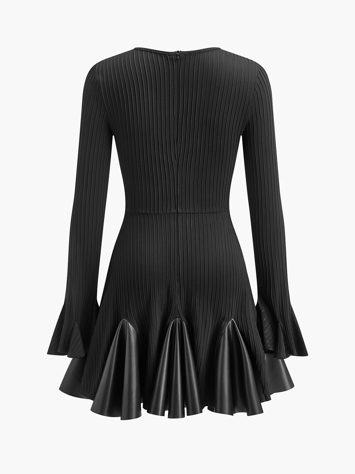 Kleid mit Falteneinsatz aus Kunstleder