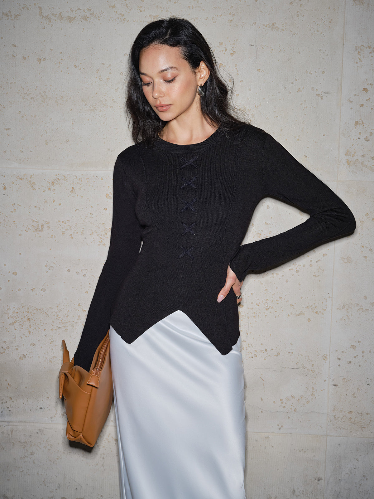 T-shirt fendu à taille cintrée