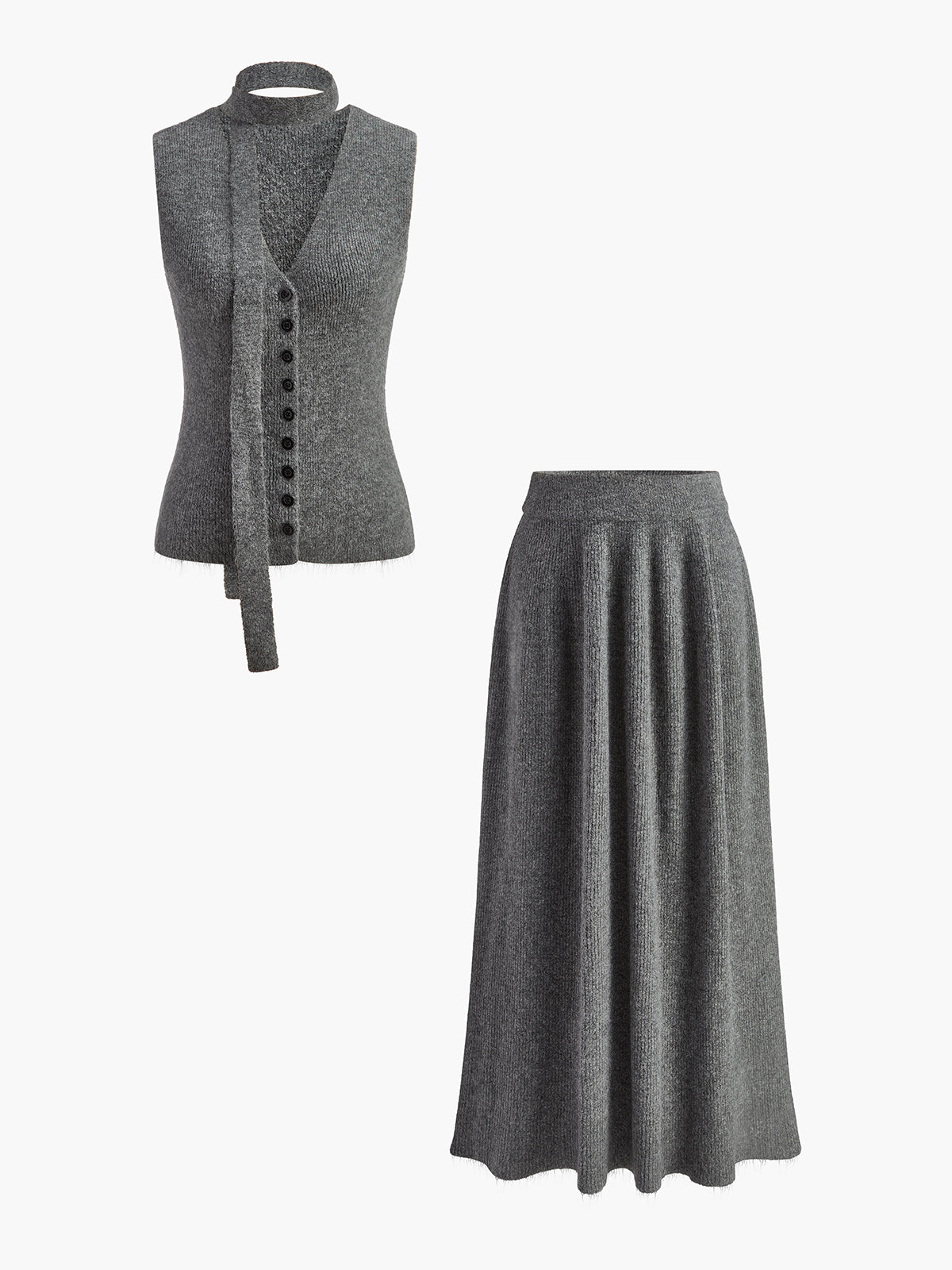 Ensemble pull et ceinture côtelés doux