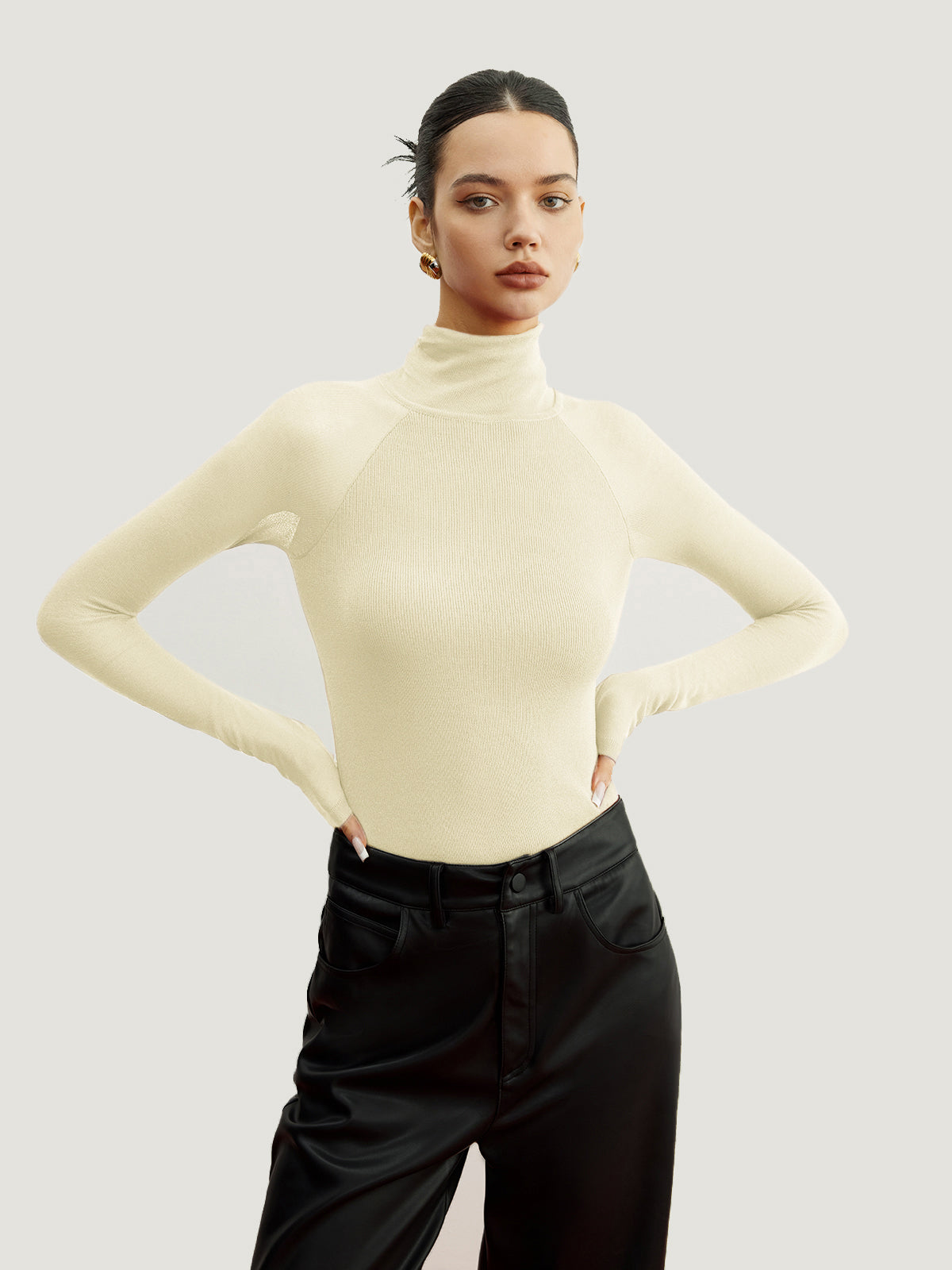 Skinny-Sweater mit transparenten Ärmeln