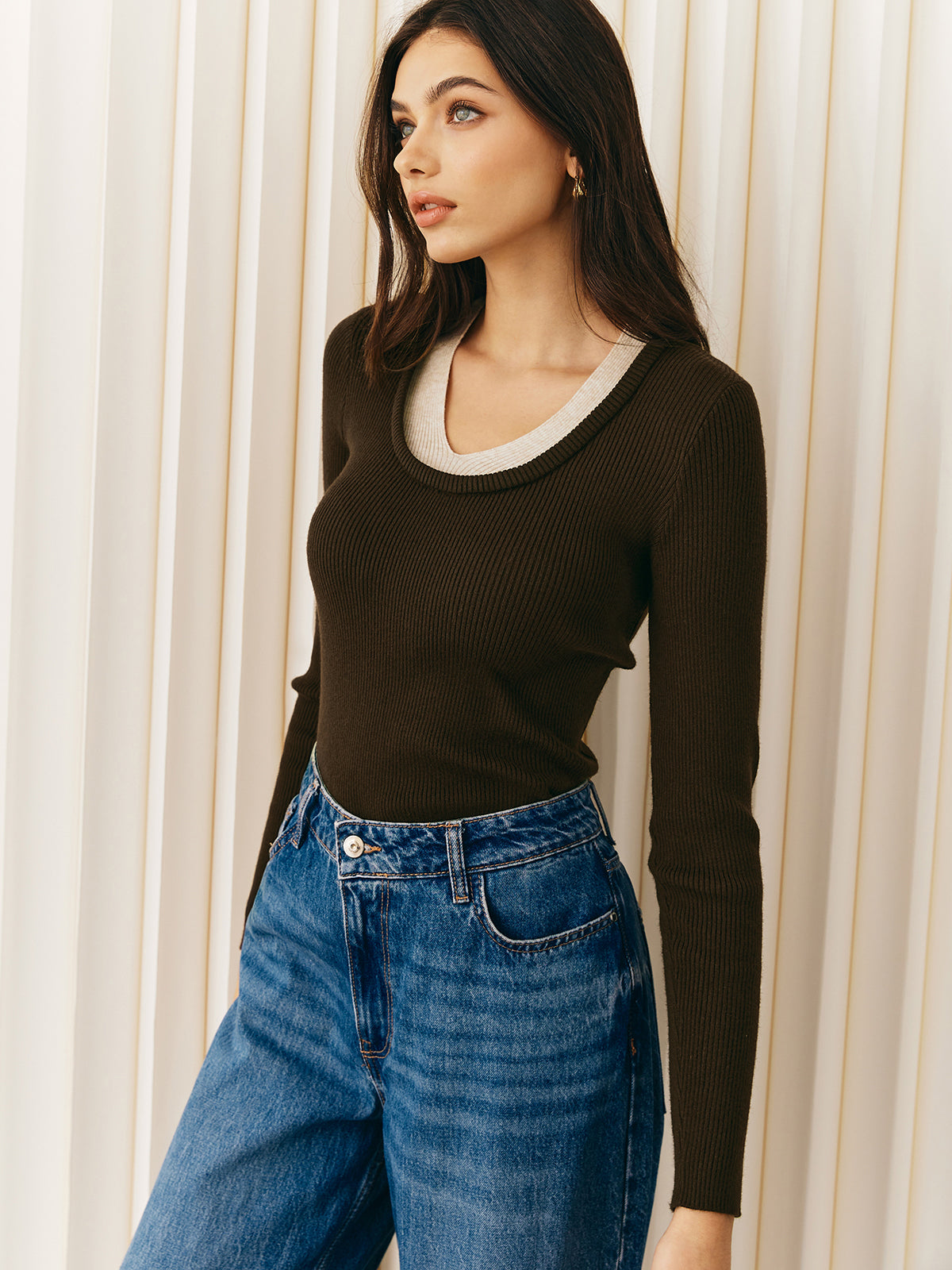 2 in 1 Ribbed Knit Top
