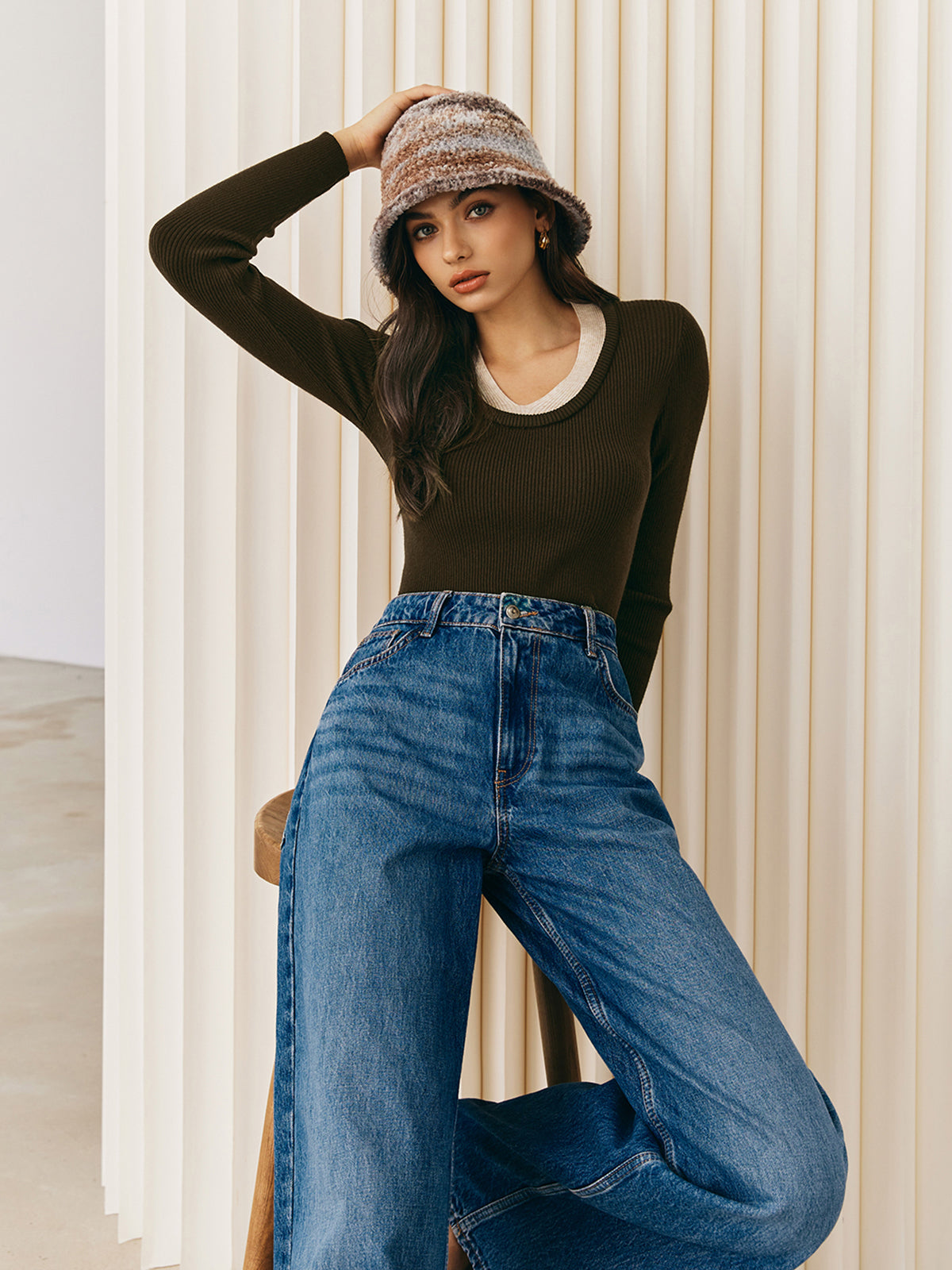 2-in-1-Rippstrickoberteil