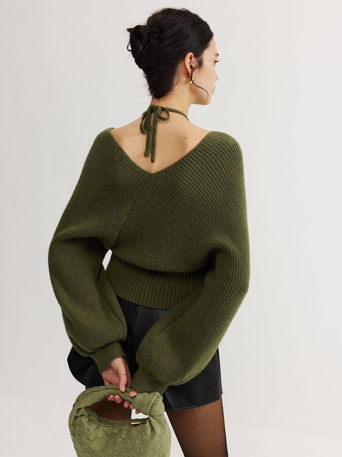 2-in-1-Strickoberteil mit Fledermausärmeln und Neckholder