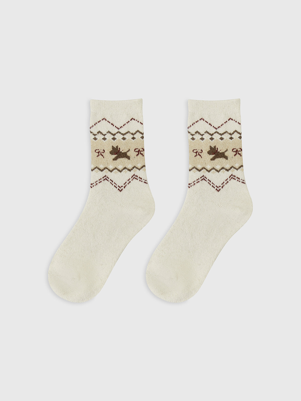 1pr Wool-Blend Puppy-Pattern Socks