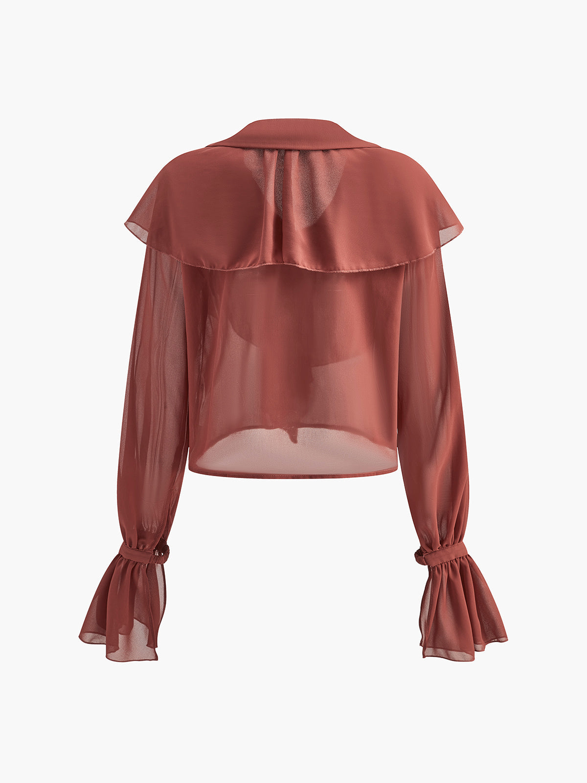 Semi-Sheer Chiffon Ruffle Blouse