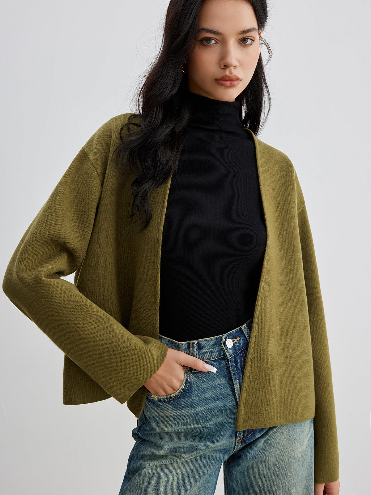 Retro-Strickjacke ohne Gürtel