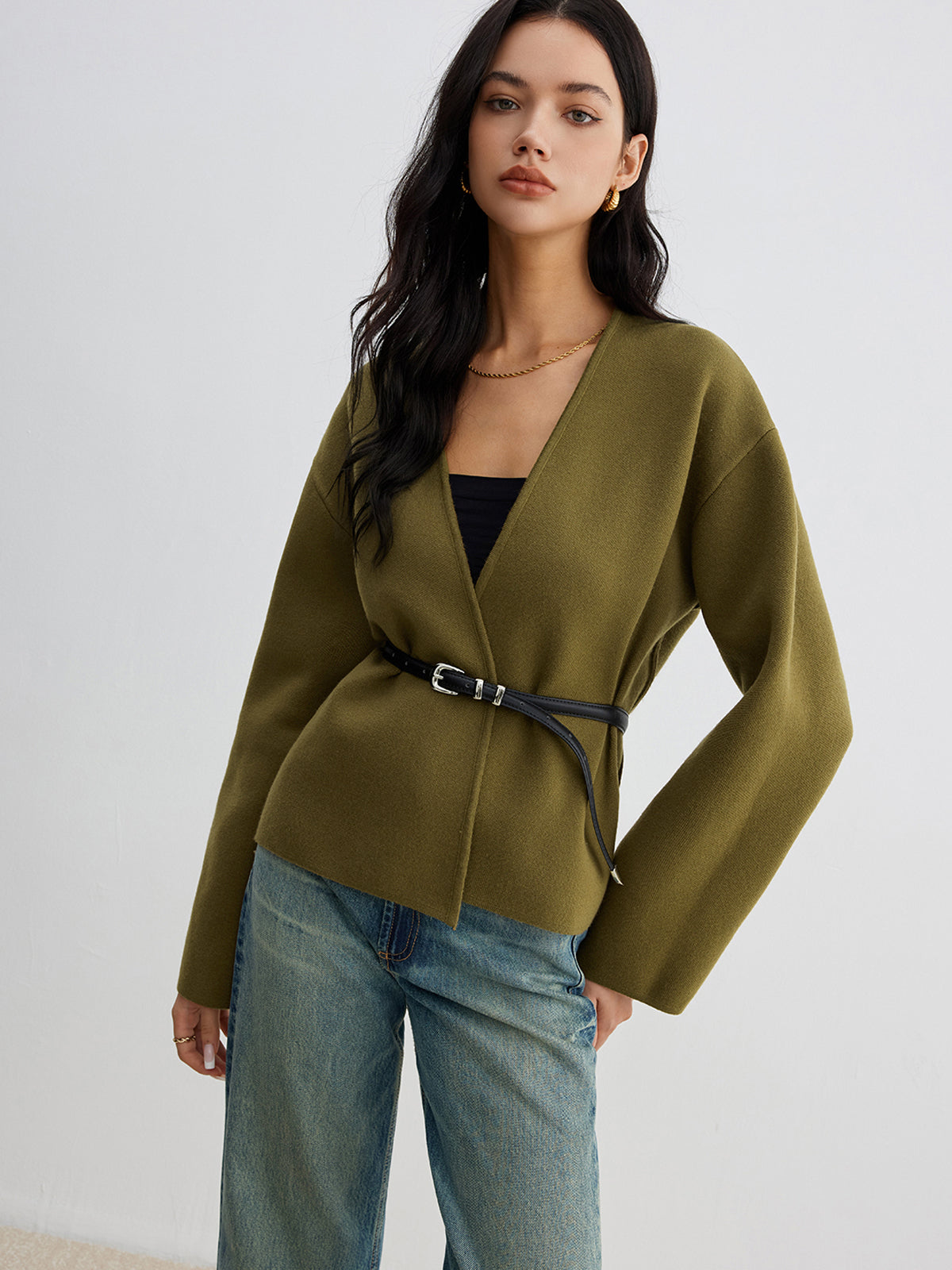 Retro-Strickjacke ohne Gürtel