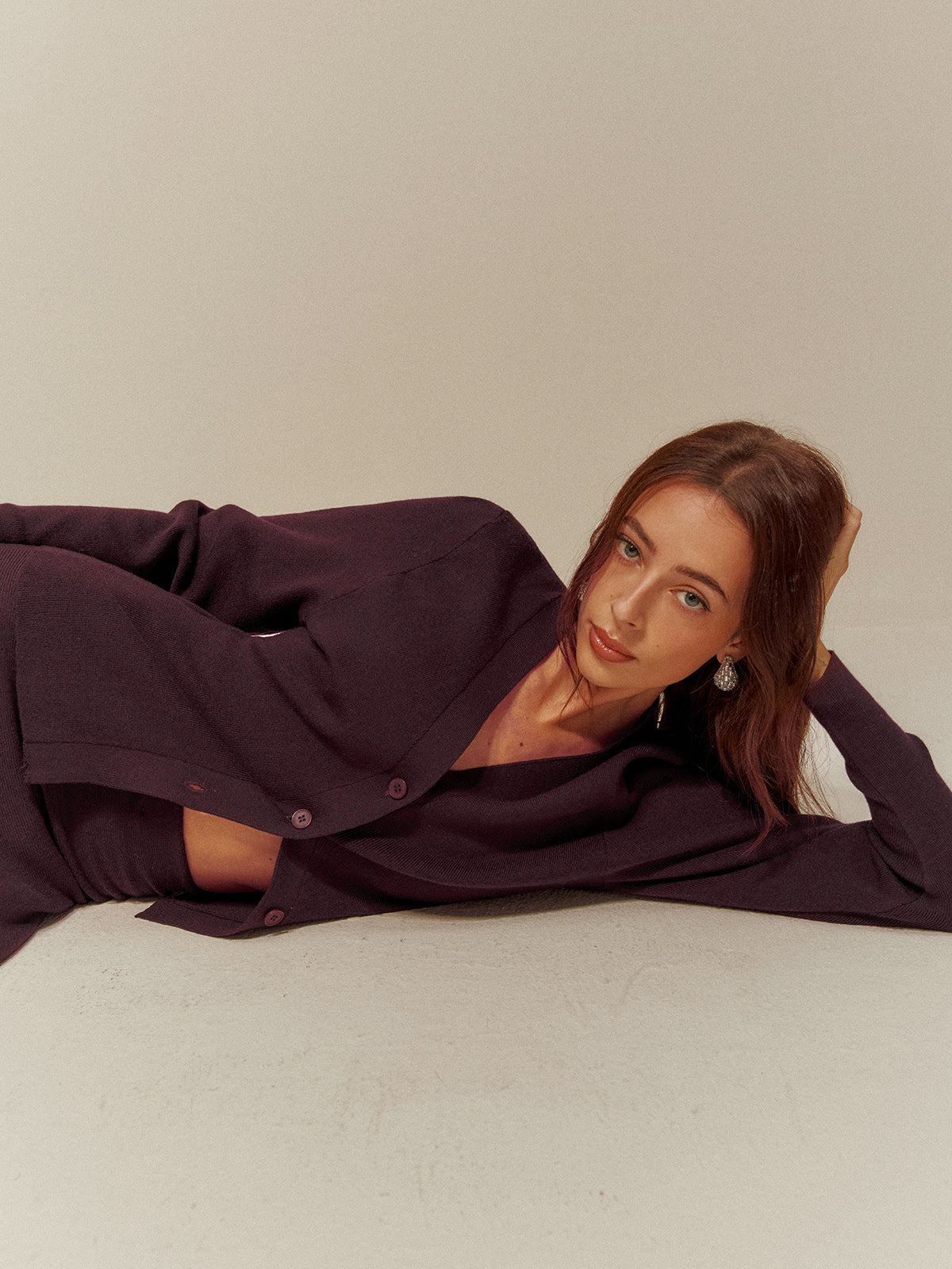 Wool-Blend V-Neck Button Cardigan