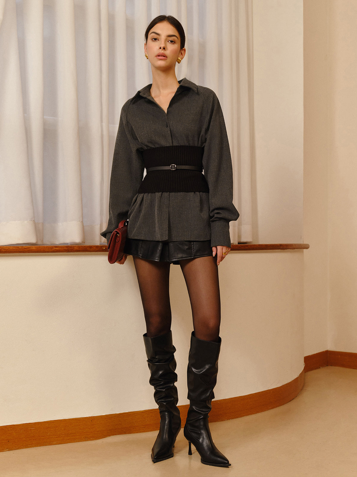 Polo à taille cintrée et ceinturée