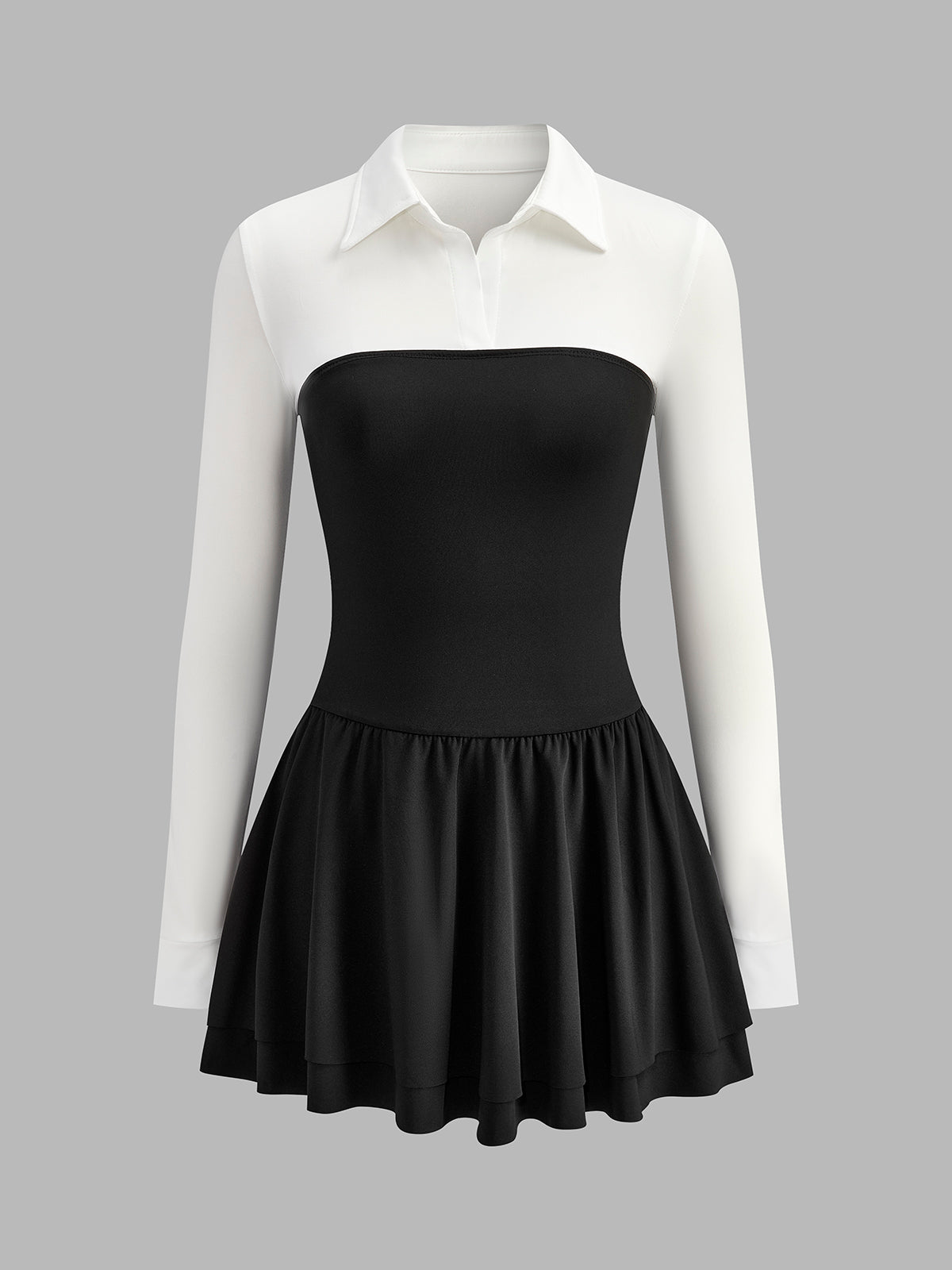 Robe polo plissée à empiècements color block