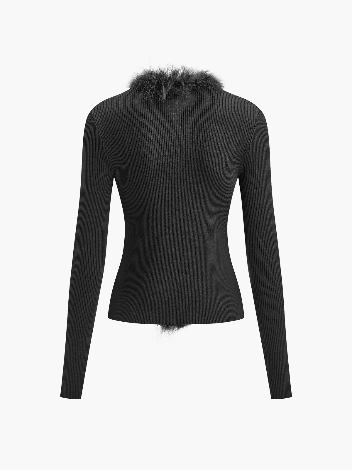 Pull slim en laine mélangée avec bordure en plumes