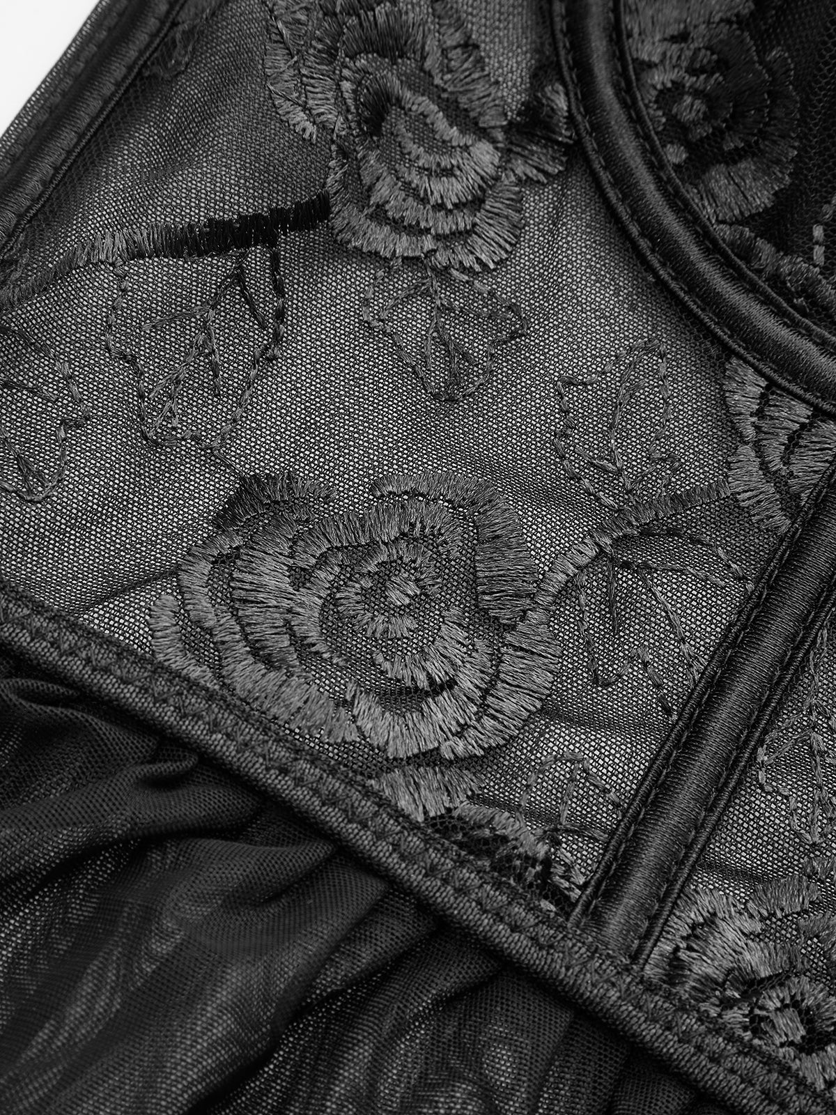 Corset Transparent en Dentelle à Volants Brodé Floral