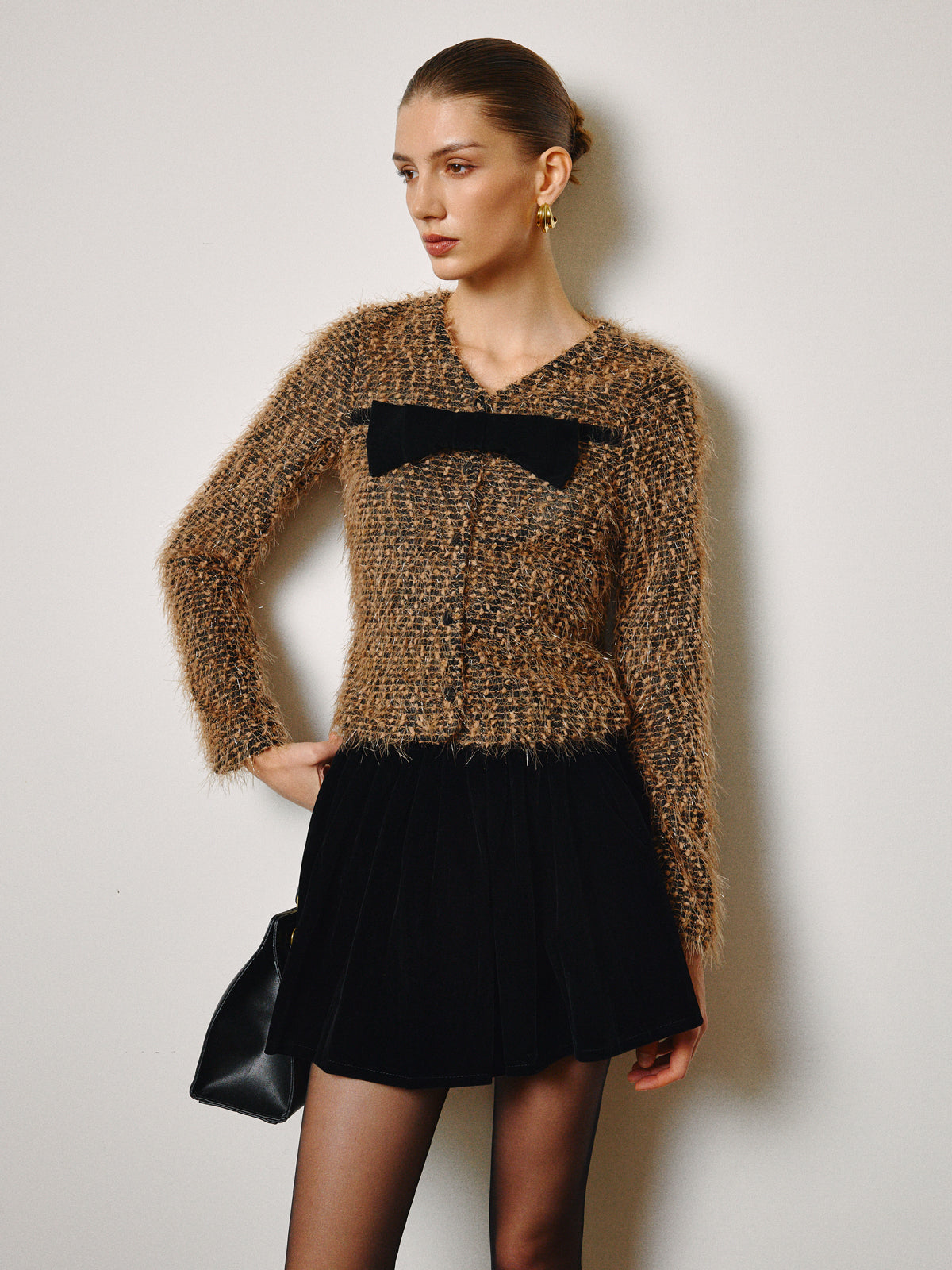 Chemisier court à nœud décoratif