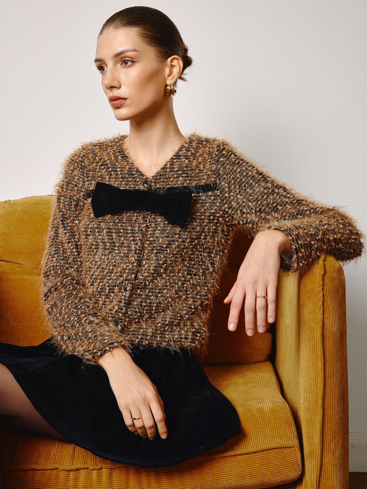 Chemisier court à nœud décoratif