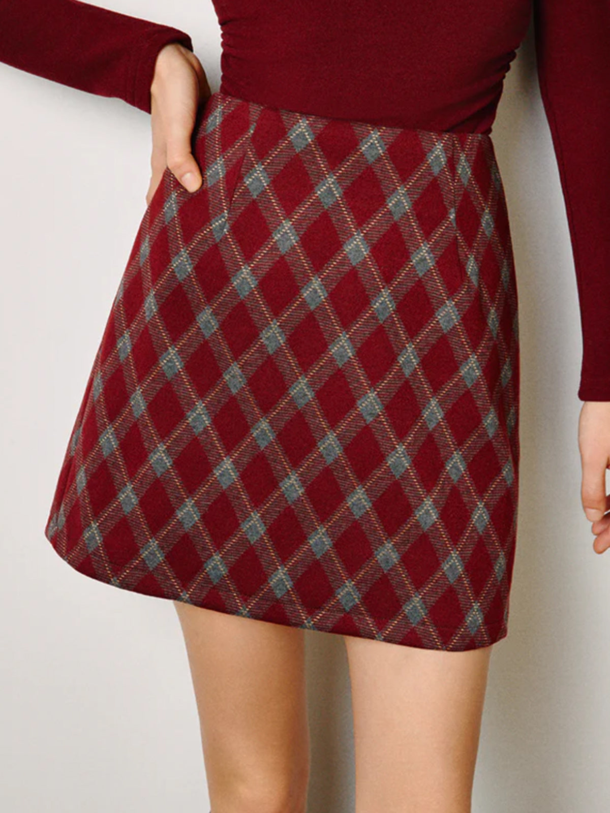 Mid-Waist-Tweedrock mit Reißverschluss