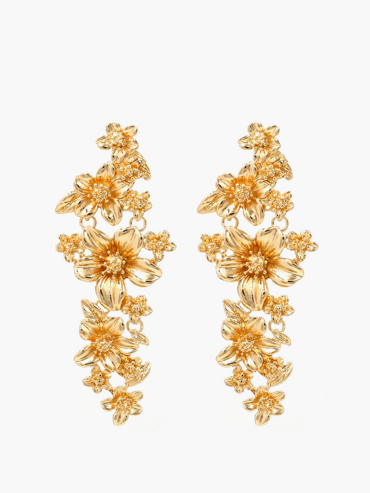 Goldene Ohrhänger mit Blumenmotiv