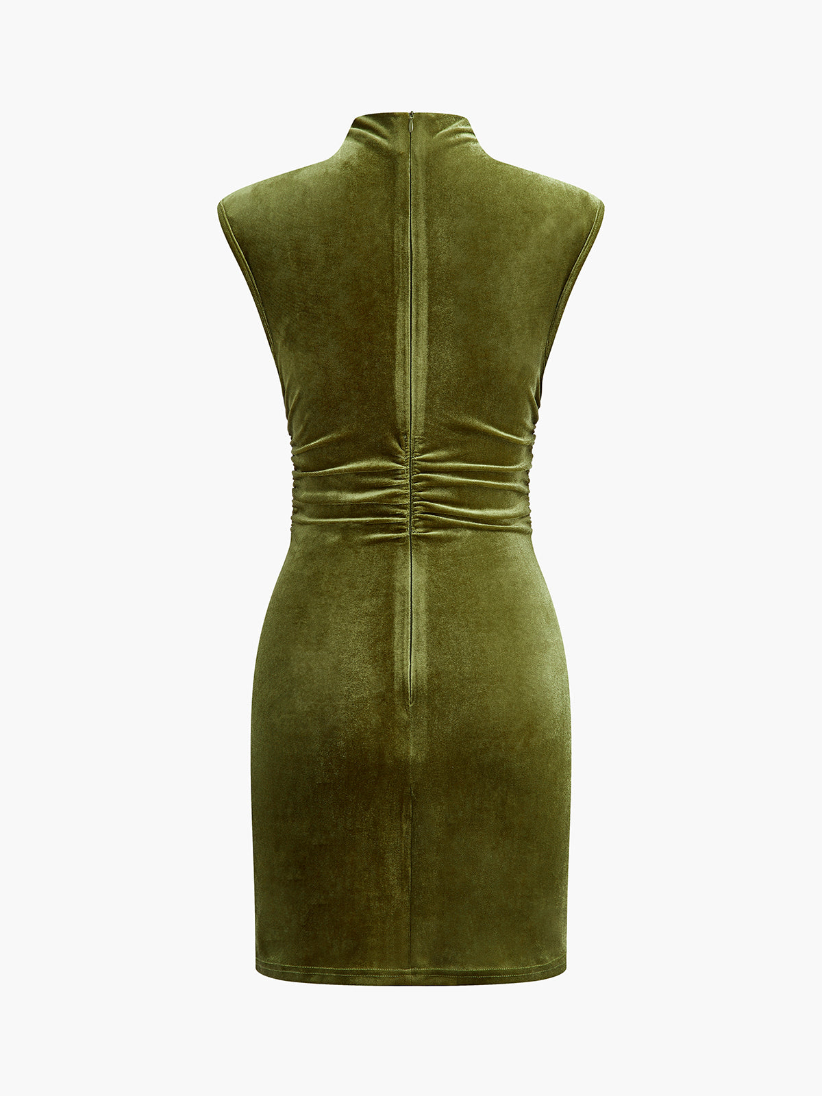 Ärmelloses Samtkleid mit Stehkragen