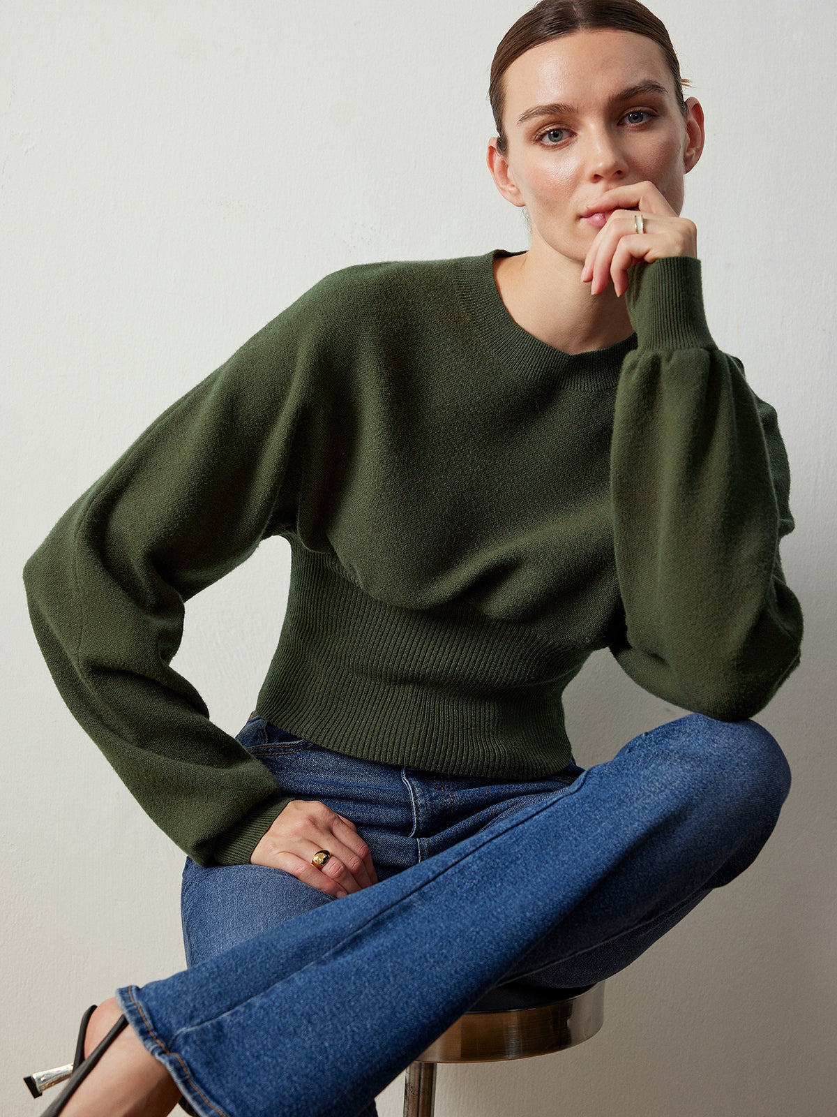 Pull à manches chauve-souris cintré