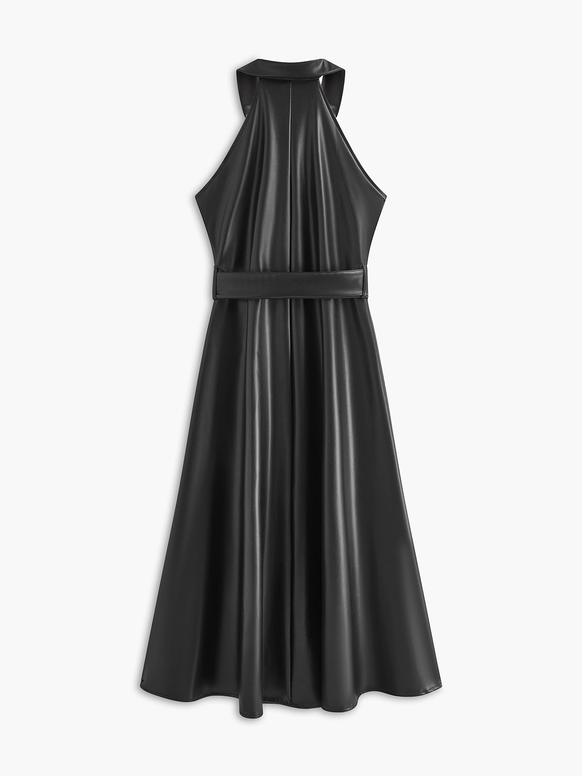 Robe sans manches en similicuir avec ceinture