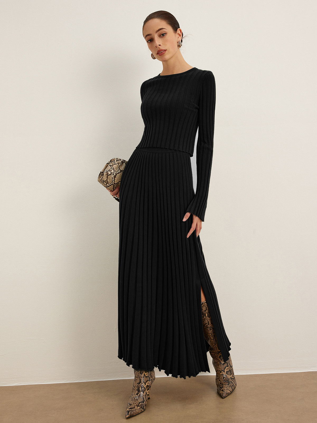 Pull court côtelé à bordure de laitue