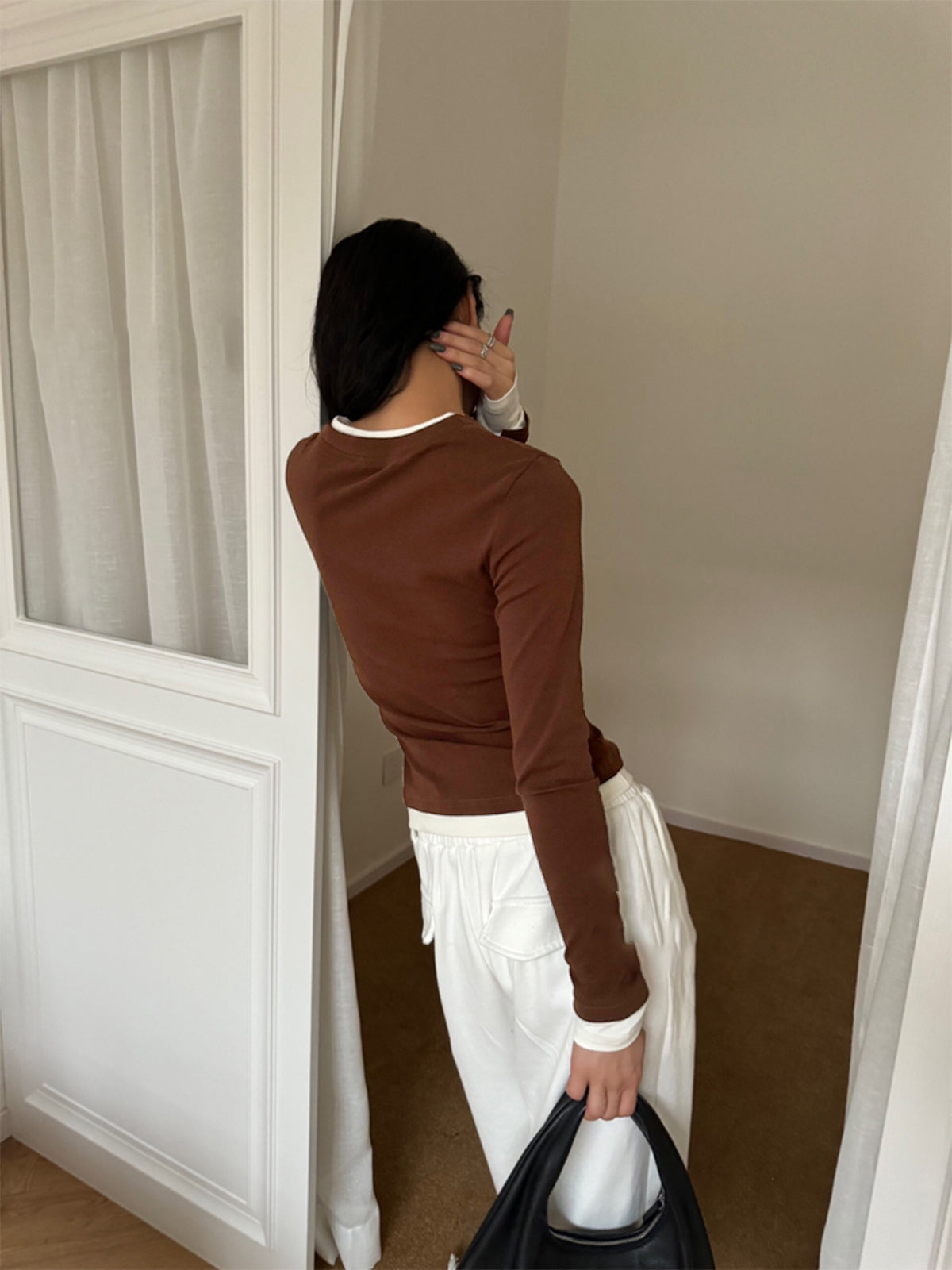 2 in 1 V-Neck Contrast Trim Jersey Top