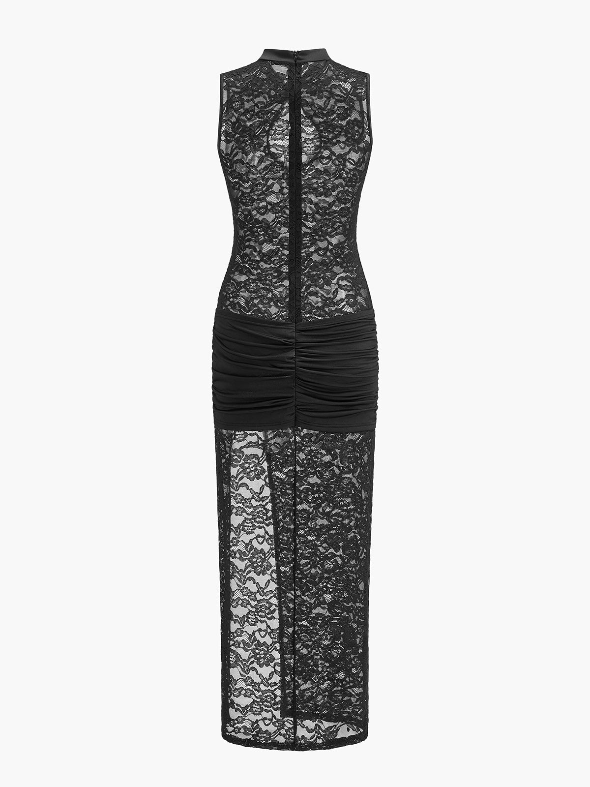 Robe en dentelle transparente découpée avec fronces