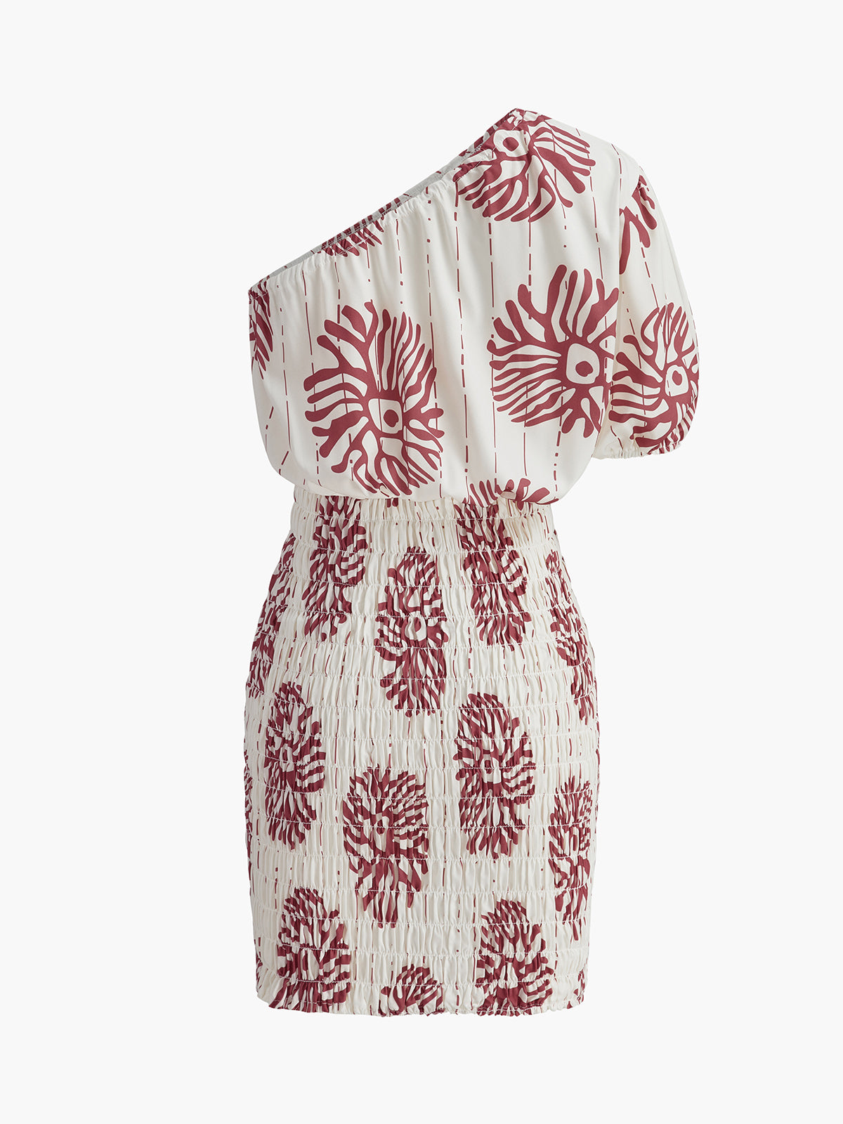 Robe fleurie smockée à épaules dénudées