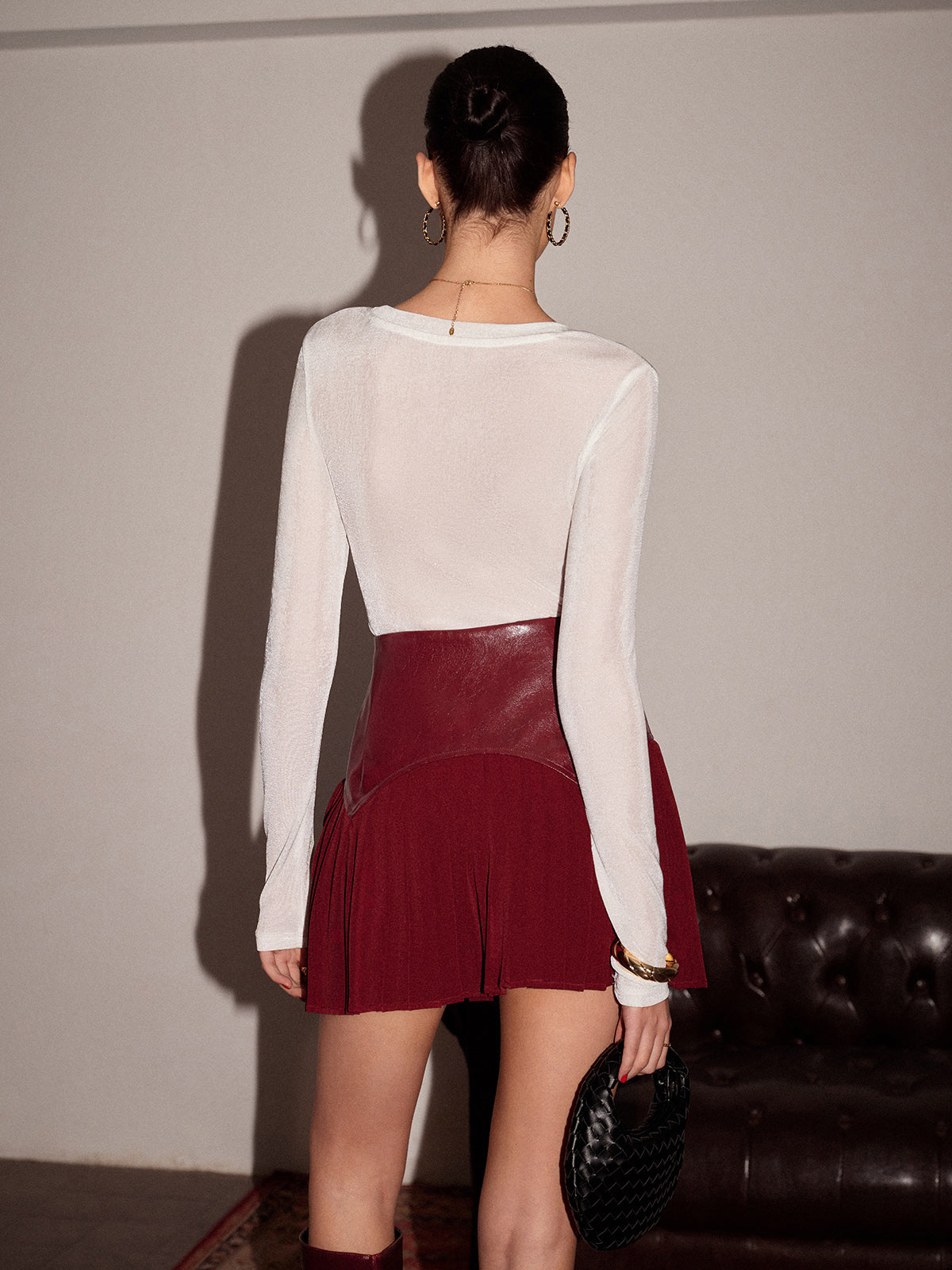 Minirock mit Falten aus Kunstleder