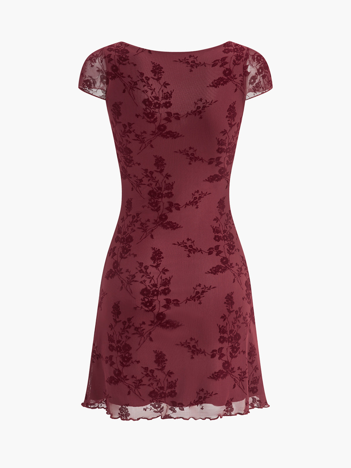 Geblümtes Kleid mit Rüschensaum und Bindedetail vorne
