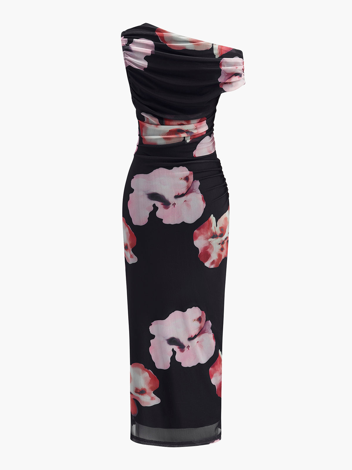 Robe asymétrique en maille fleurie