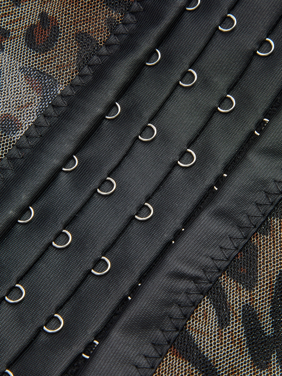 Semi-Sheer Leopard Printed Spaghetti Strap Corset