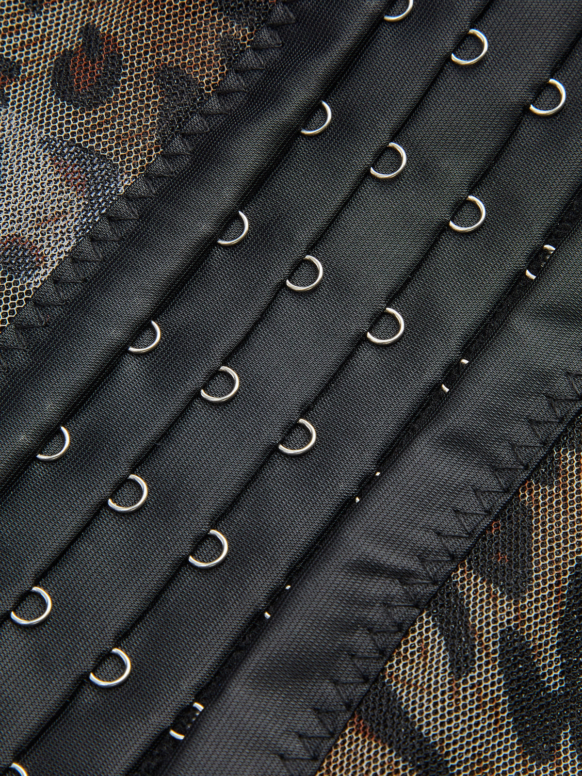 Semi-Sheer Leopard Printed Spaghetti Strap Corset