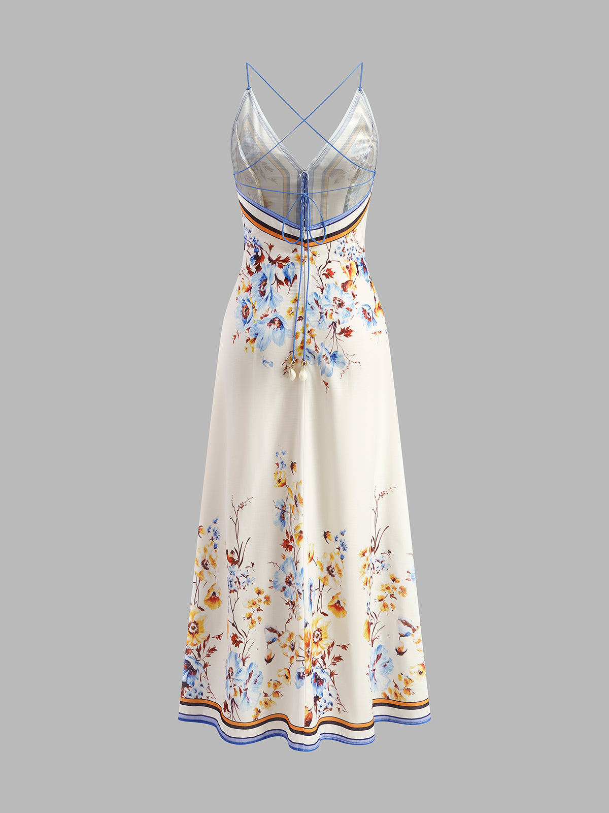 Robe longue dos nu imprimée à fleurs décontractée