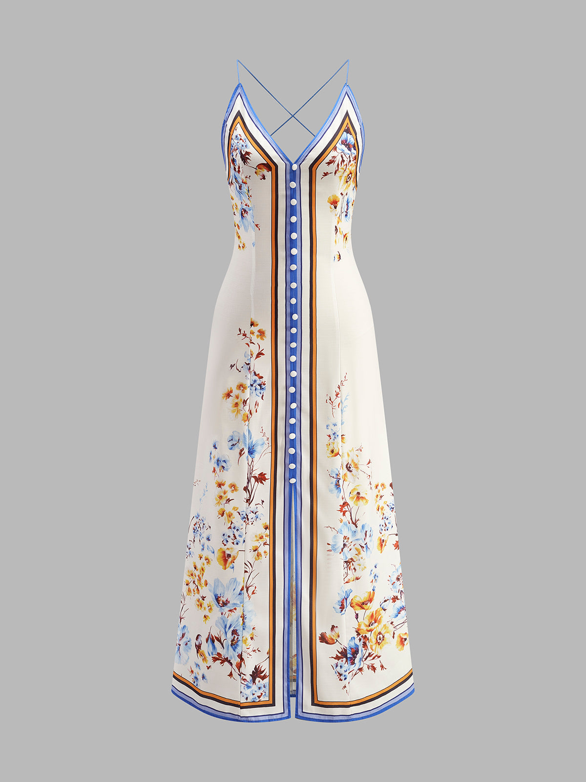 Robe longue dos nu imprimée à fleurs décontractée