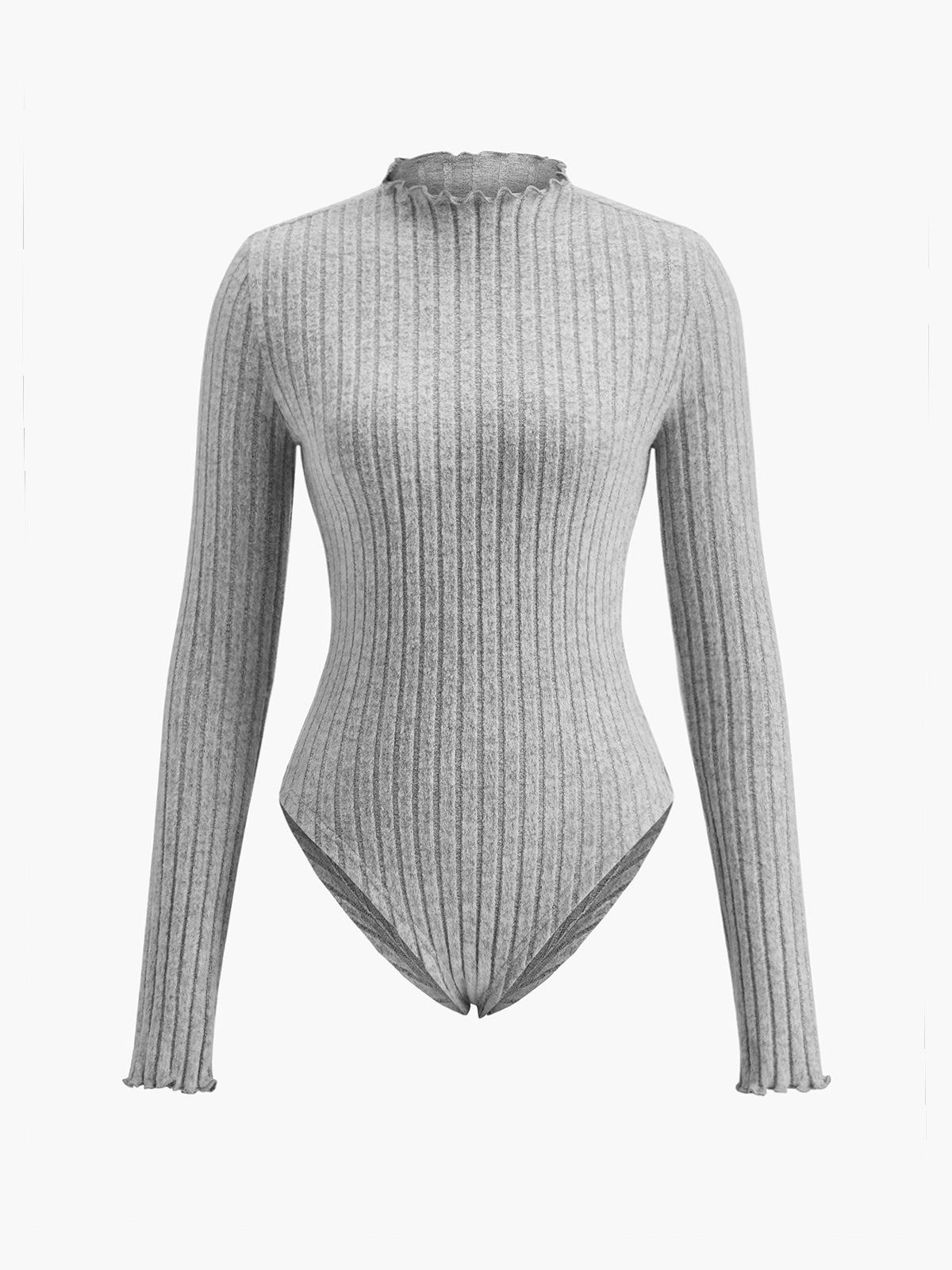 Schmal geschnittener Body mit geripptem Wellensaum