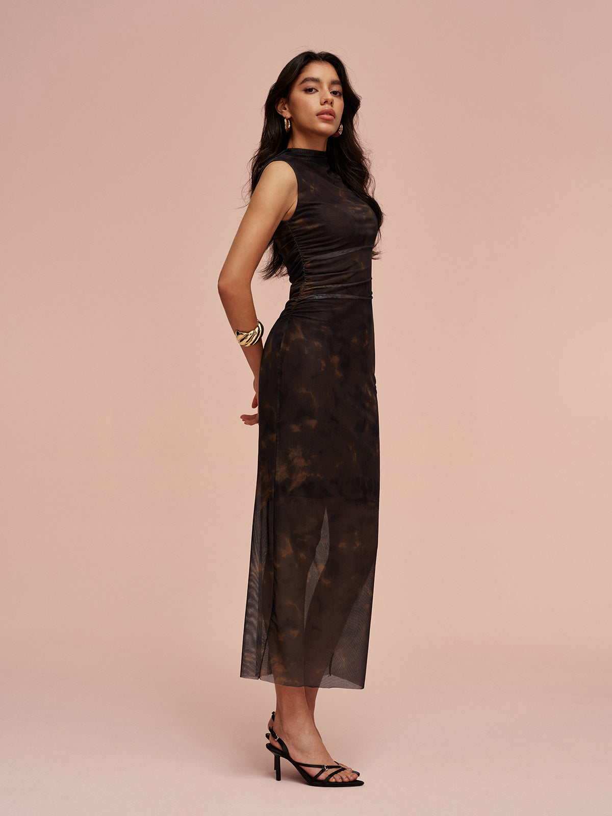 Robe sans manches en maille doublée de jersey