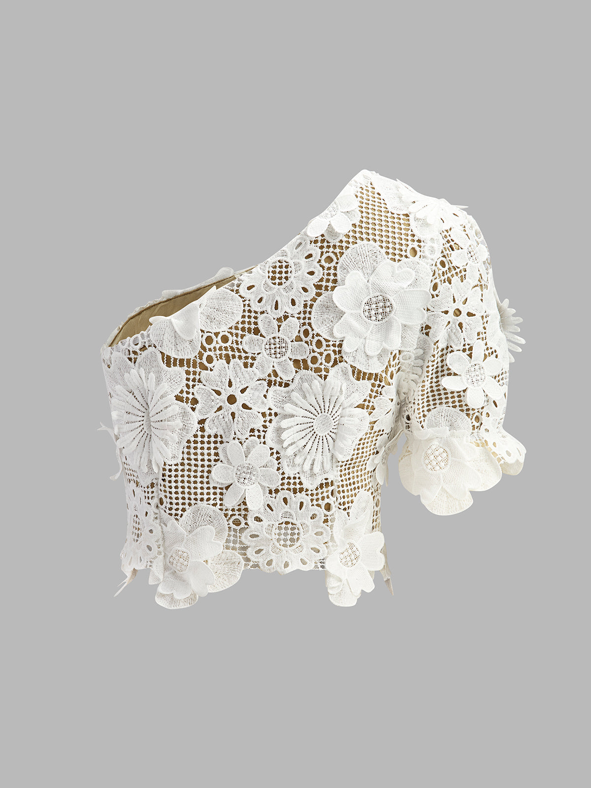 Asymmetrisches Oberteil-Rock-Set mit Blumenmuster aus Spitze