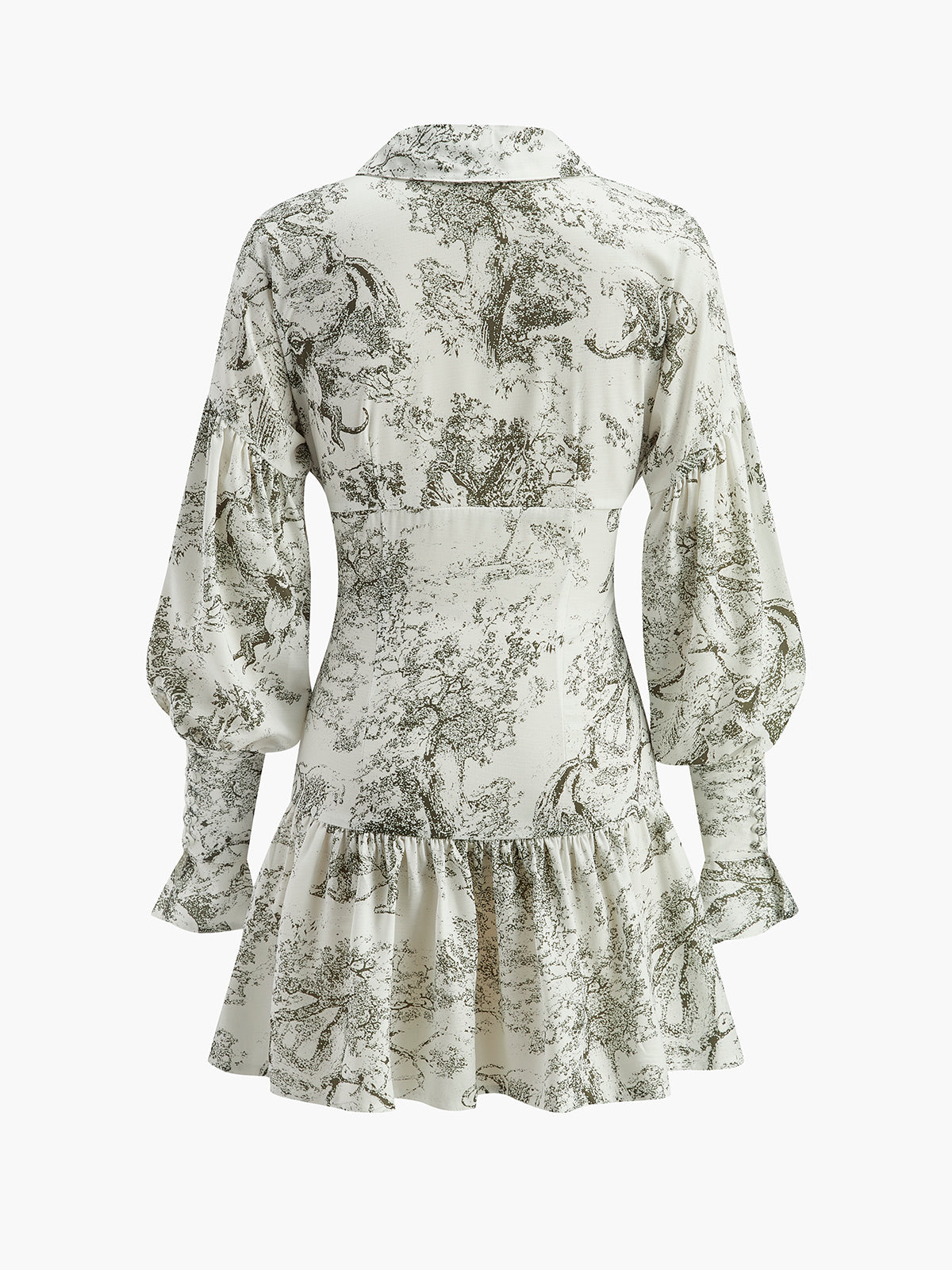 Robe à manches bouffantes florales avec cordon de serrage sur le devant