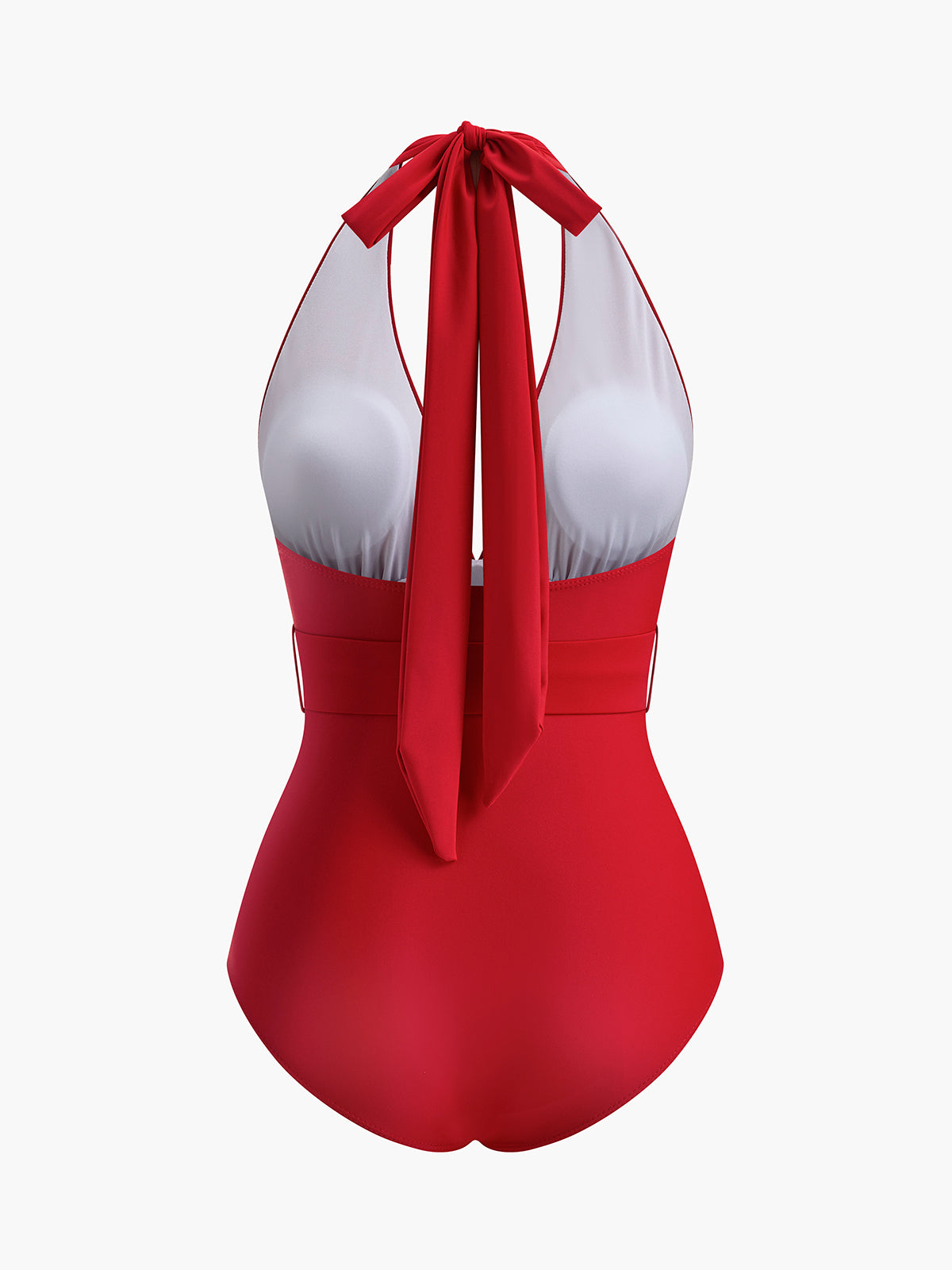 Halter Neck Belted One-Piece Swimsuit