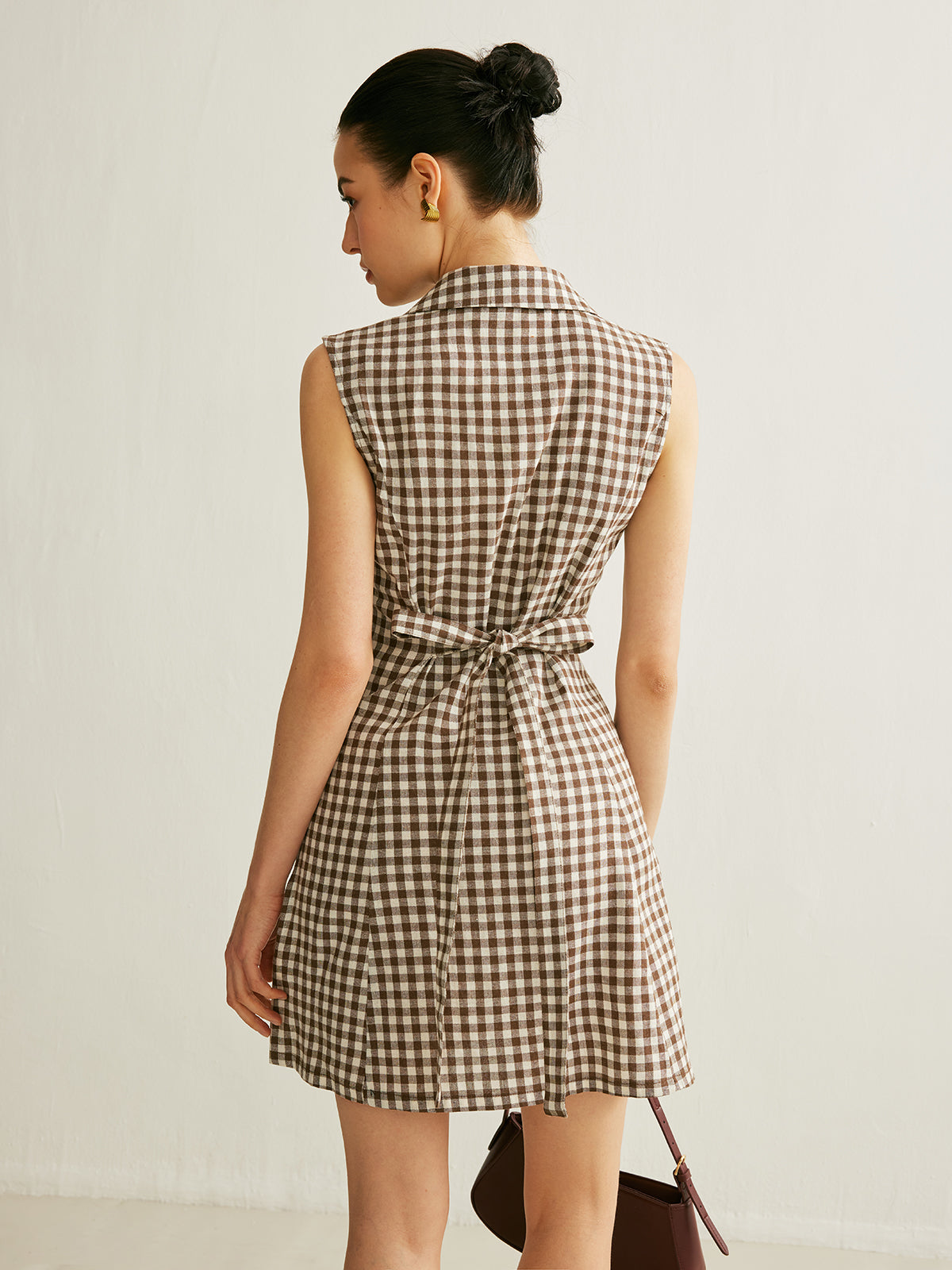 Schachbrettmuster-Taschen gebundenes Kleid